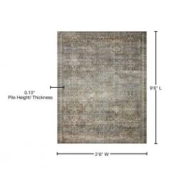 Layla Antique/Moss 2 ft. 6 in. x 9 ft. 6 in. Traditional 100% Polyester Runner Rug by LOLOI II -Bungalow Flooring Store antique moss loloi ii area rugs layllay 13anmo2696 76 1000