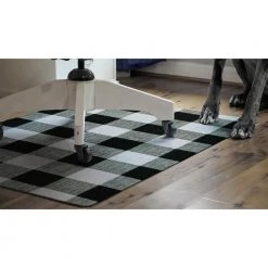 9 to 5 Plaid Black 3 ft. x 4 ft. Home Office Desk Chair Mat by Bungalow Flooring -Bungalow Flooring Store black bungalow flooring chair mats 2285780034 40 1000