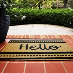 ReSisal Hello Ribbon Black 22 in. x 34 in. Recycled Polyester Indoor Outdoor Door Mat by Bungalow Flooring -Bungalow Flooring Store black bungalow flooring door mats 20912310023 c3 1000