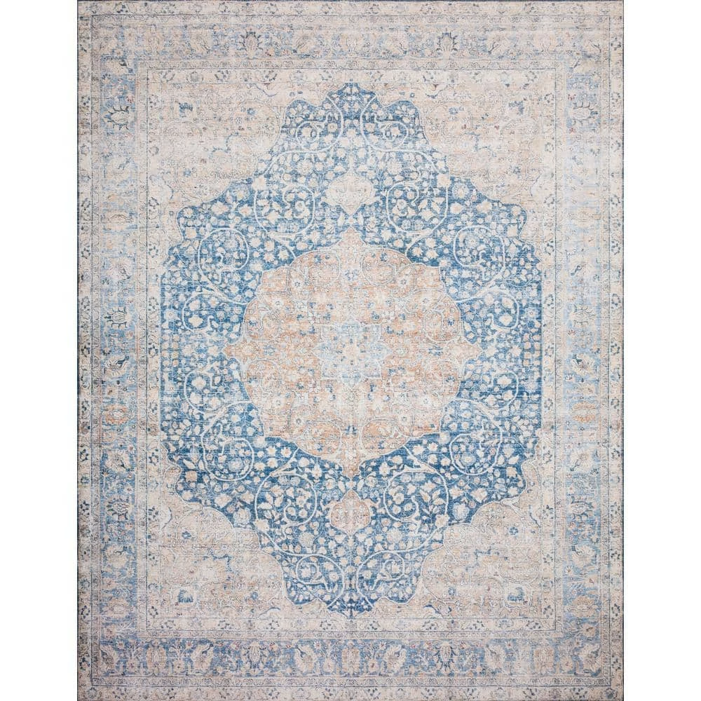 Layla Blue/Tangerine 2 ft. 3 in. x 3 ft. 9 in. Traditional 100% Polyester Area Rug by LOLOI II 1 Layla Blue/Tangerine 2 ft. 3 in. x 3 ft. 9 in. Traditional 100% Polyester Area Rug by LOLOI II