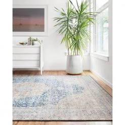 Layla Blue/Tangerine 2 ft. 6 in. x 9 ft. 6 in. Traditional 100% Polyester Runner Rug by LOLOI II -Bungalow Flooring Store blue tangerine loloi ii area rugs layllay 07bbtg2696 31 1000