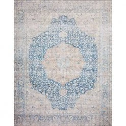 Layla Blue/Tangerine 7 ft. 6 in. x 9 ft. 6 in. Traditional 100% Polyester Runner Rug by LOLOI II