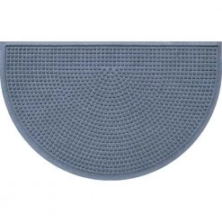 Aqua Shield Squares Bluestone 24 in. x 39 in Half Round PET Polyester Door Mat by Bungalow Flooring