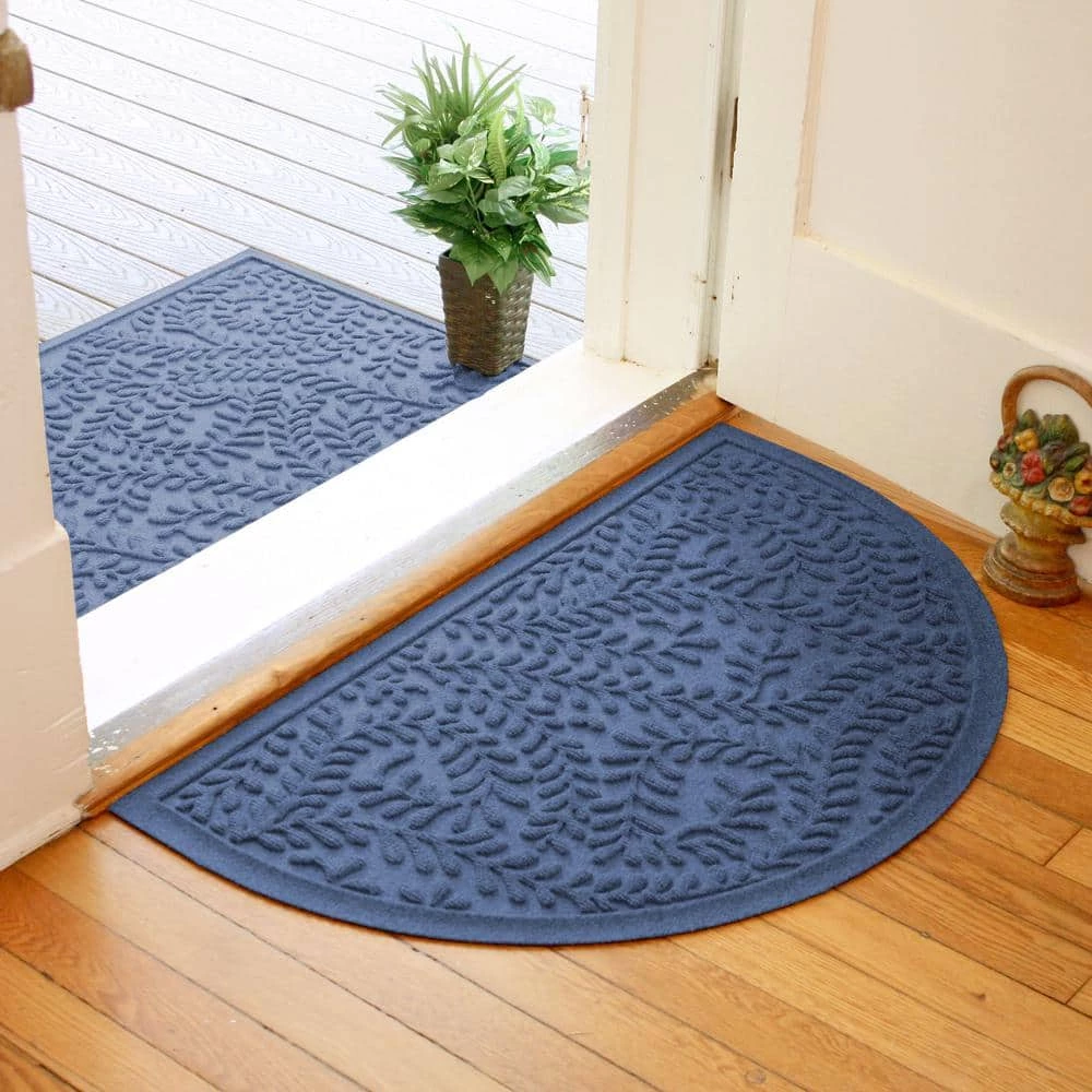 Aqua Shield Boxwood Bluestone 24 in. x 39 in. Half Round PET Polyester Door Mat by Bungalow Flooring 2 Aqua Shield Boxwood Bluestone 24 in. x 39 in. Half Round PET Polyester Door Mat by Bungalow Flooring - Image 2