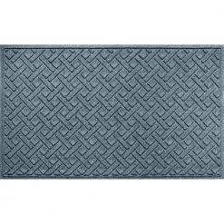 Aqua Shield Lattice Bluestone 35 in. x 59 in. PET Polyester Indoor Outdoor Door Mat by Bungalow Flooring