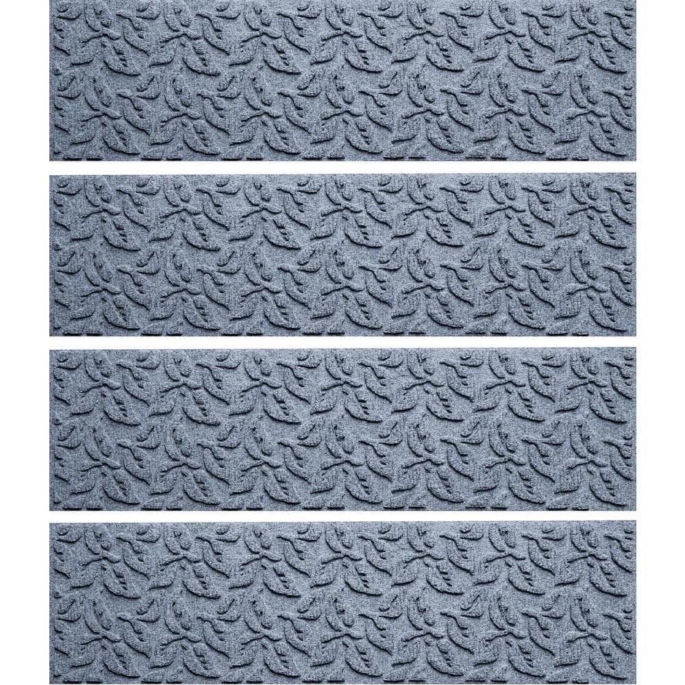 Aqua Shield Dogwood Leaf Bluestone 8.5 in. X 30 in. PET Polyester Indoor Outdoor Stair Tread Covers (Set of 4) by Bungalow Flooring 1 Aqua Shield Dogwood Leaf Bluestone 8.5 in. X 30 in. PET Polyester Indoor Outdoor Stair Tread Covers (Set of 4) by Bungalow Flooring