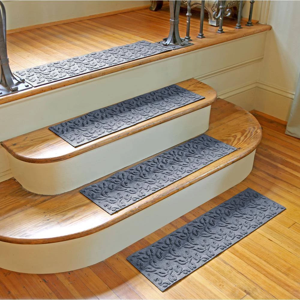 Aqua Shield Dogwood Leaf Bluestone 8.5 in. X 30 in. PET Polyester Indoor Outdoor Stair Tread Covers (Set of 4) by Bungalow Flooring 2 Aqua Shield Dogwood Leaf Bluestone 8.5 in. X 30 in. PET Polyester Indoor Outdoor Stair Tread Covers (Set of 4) by Bungalow Flooring - Image 2