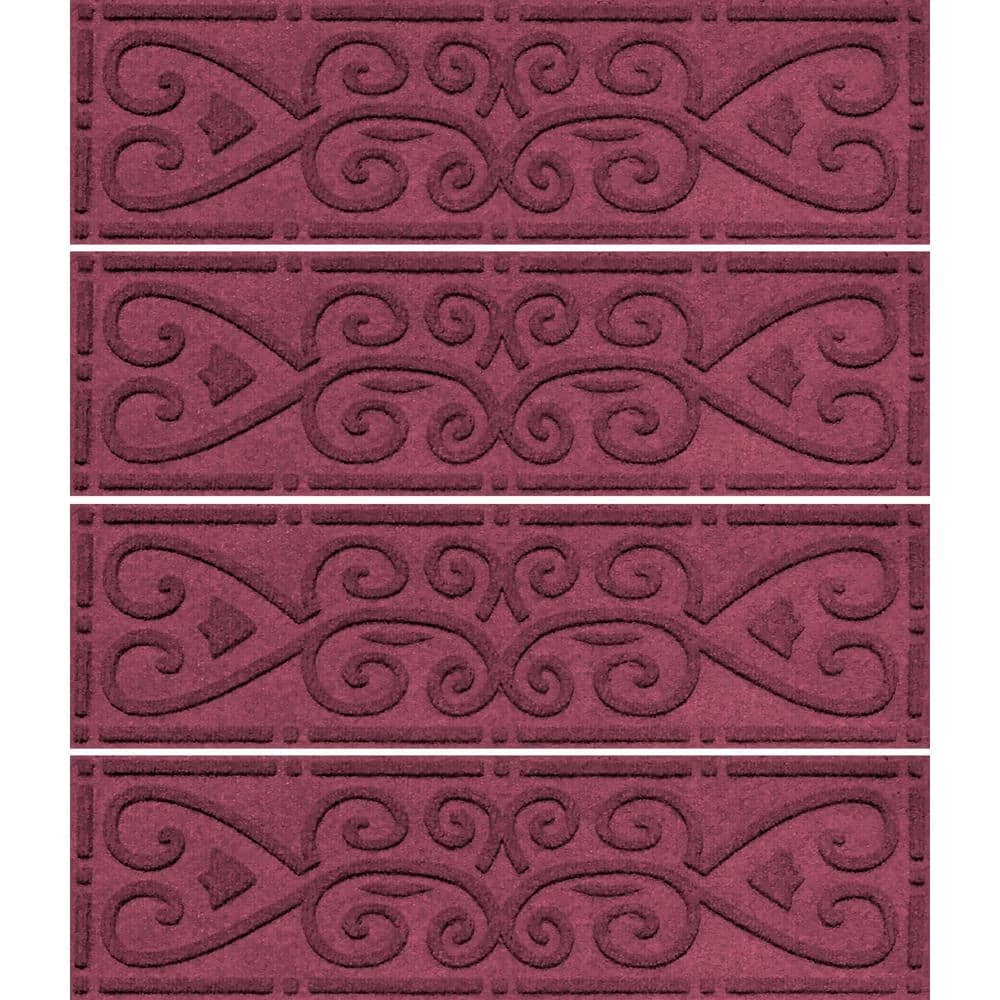 Aqua Shield Scroll Bordeaux 8.5 in. x 30 in. Stair Tread Covers (Set of 4) by Bungalow Flooring 1 Aqua Shield Scroll Bordeaux 8.5 in. x 30 in. Stair Tread Covers (Set of 4) by Bungalow Flooring