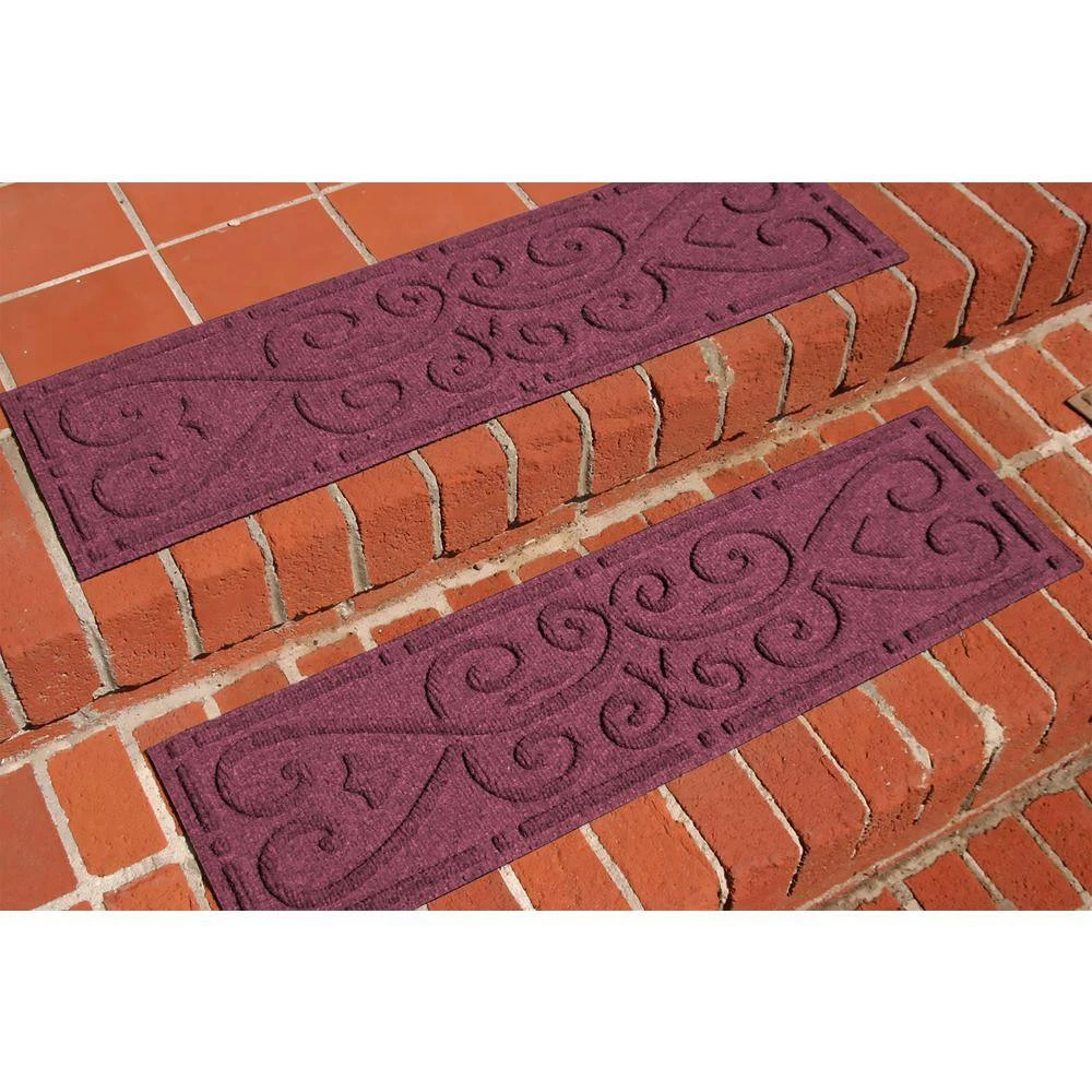Aqua Shield Scroll Bordeaux 8.5 in. x 30 in. Stair Tread Covers (Set of 4) by Bungalow Flooring 2 Aqua Shield Scroll Bordeaux 8.5 in. x 30 in. Stair Tread Covers (Set of 4) by Bungalow Flooring - Image 2