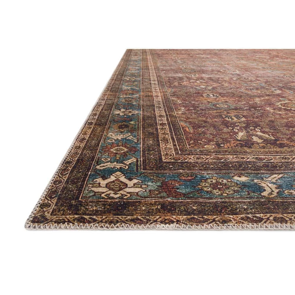 Layla Brick/Blue 1 ft. 6 in. x 1 ft. 6 in. Sample Traditional Polyester Area Rug by LOLOI II 2 Layla Brick/Blue 1 ft. 6 in. x 1 ft. 6 in. Sample Traditional Polyester Area Rug by LOLOI II - Image 2