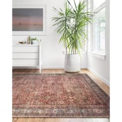 Layla Brick/Blue 2 ft. 3 in. x 3 ft. 9 in. Traditional 100% Polyester Area Rug by LOLOI II -Bungalow Flooring Store brick blue loloi ii area rugs layllay 01bkbb2339 31 1000