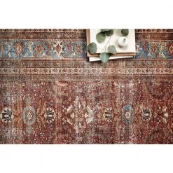 Layla Brick/Blue 3 ft. 6 in. x 5 ft. 6 in. Traditional 100% Polyester Area Rug by LOLOI II 7 Layla Brick/Blue 3 ft. 6 in. x 5 ft. 6 in. Traditional 100% Polyester Area Rug by LOLOI II -Bungalow Flooring Store brick blue loloi ii area rugs layllay 01bkbb3656 a0 1000