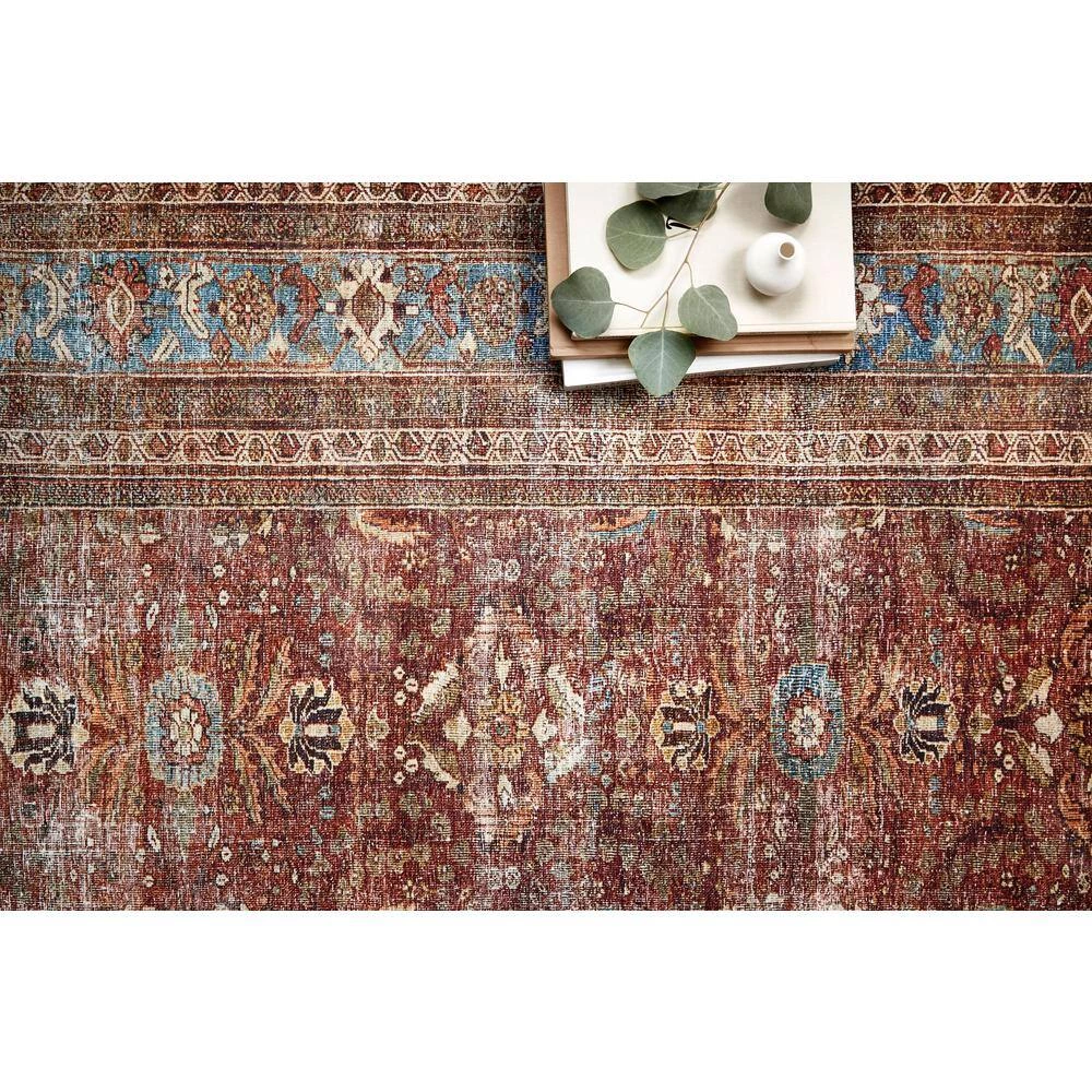 Layla Brick/Blue 3 ft. 6 in. x 5 ft. 6 in. Traditional 100% Polyester Area Rug by LOLOI II 3 Layla Brick/Blue 3 ft. 6 in. x 5 ft. 6 in. Traditional 100% Polyester Area Rug by LOLOI II - Image 3