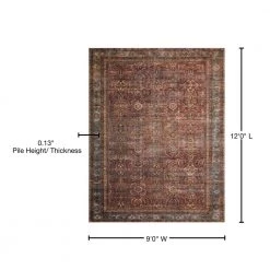 Layla Brick/Blue 9 ft. x 12 ft. Traditional 100% Polyester Area Rug by LOLOI II -Bungalow Flooring Store brick blue loloi ii area rugs layllay 01bkbb90c0 76 1000