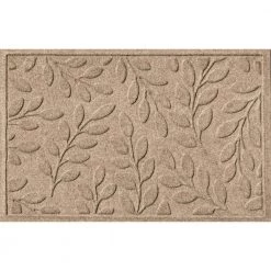 Aqua Shield Brittney Leaf Camel 23 in. x 35 in. PET Polyester Door Mat by Bungalow Flooring