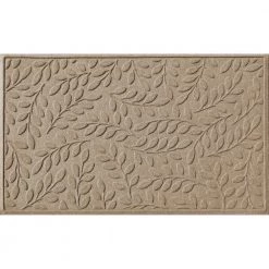 Aqua Shield Brittney Leaf Camel 35 in. x 59 in. PET Polyester Door Mat by Bungalow Flooring