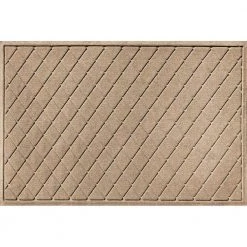 Aqua Shield Argyle Camel 45 in. x 70 in. Recycled Polyester/Rubber Indoor Outdoor Estate Mat by Bungalow Flooring