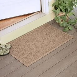Aqua Shield Boxwood Camel 23 in. x 35 in. PET Polyester Door Mat by Bungalow Flooring -Bungalow Flooring Store camel bungalow flooring door mats 20378500023 40 1000