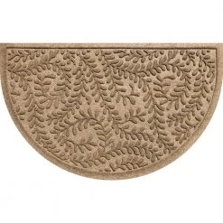 Aqua Shield Boxwood Camel 24 in. x 39 in. Half Round PET Polyester Door Mat by Bungalow Flooring