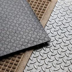 Aqua Shield Squares 22 in. x 60 in. PET Polyester Indoor Outdoor Runner Rug Mat Camel by Bungalow Flooring -Bungalow Flooring Store camel bungalow flooring door mats 280502260 66 1000