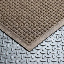 Aqua Shield Squares 22 in. x 60 in. PET Polyester Indoor Outdoor Runner Rug Mat Camel by Bungalow Flooring -Bungalow Flooring Store camel bungalow flooring door mats 280502260 a0 1000