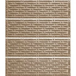 Aqua Shield Mesh Camel 8.5 in. x 30 in. PET Polyester Indoor Outdoor Stair Tread Covers (Set of 4) by Bungalow Flooring