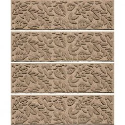 Aqua Shield Fall Day Camel 8.5 in. X 30 in. PET Polyester Indoor Outdoor Stair Tread Covers (Set of 4) by Bungalow Flooring