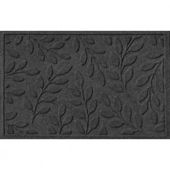 Aqua Shield Brittney Leaf Charcoal 23 in. x 35 in. PET Polyester Door Mat by Bungalow Flooring