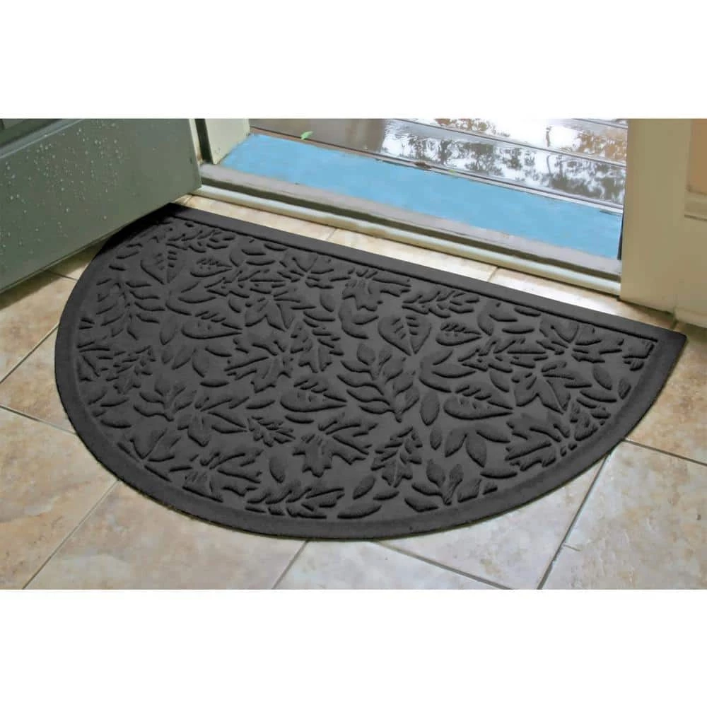 Aqua Shield Fall Day Charcoal 24 in. x 39 in. Half Round PET Polyester Doormat by Bungalow Flooring 2 Aqua Shield Fall Day Charcoal 24 in. x 39 in. Half Round PET Polyester Doormat by Bungalow Flooring - Image 2