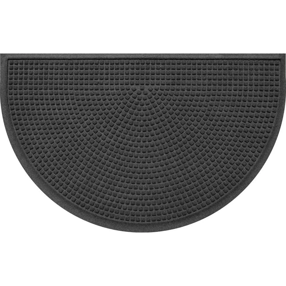 Aqua Shield Squares Charcoal 24 in. x 39 in Half Round PET Polyester Door Mat by Bungalow Flooring 1 Aqua Shield Squares Charcoal 24 in. x 39 in Half Round PET Polyester Door Mat by Bungalow Flooring