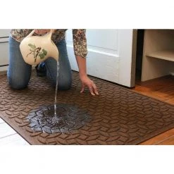Aqua Shield Diamonds 24 in. x 39 in. PET Polyester Half Round Doormat Charcoal by Bungalow Flooring -Bungalow Flooring Store charcoal bungalow flooring door mats 20371542439 76 1000