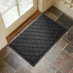 Aqua Shield Argyle Charcoal 23 in. x 35 in. Recycled Polyester/Rubber Indoor Outdoor Door Mat by Bungalow Flooring -Bungalow Flooring Store charcoal bungalow flooring door mats 20377540023 31 1000