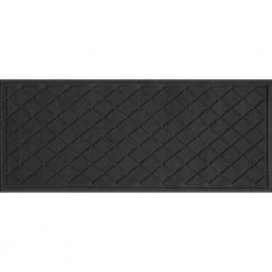 Aqua Shield Argyle Charcoal 22 in. x 60 in. Recycled Polyester/Rubber Indoor Outdoor Runner Rug Mat by Bungalow Flooring
