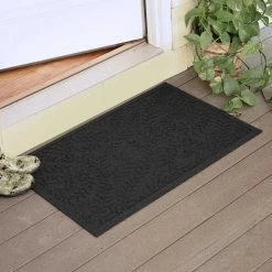 Aqua Shield Boxwood Charcoal 23 in. x 35 in. PET Polyester Door Mat by Bungalow Flooring -Bungalow Flooring Store charcoal bungalow flooring door mats 20378540023 40 1000