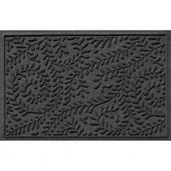 Aqua Shield Boxwood Charcoal 22 in. x 60 in. PET Polyester Door Mat Runner Rug by Bungalow Flooring