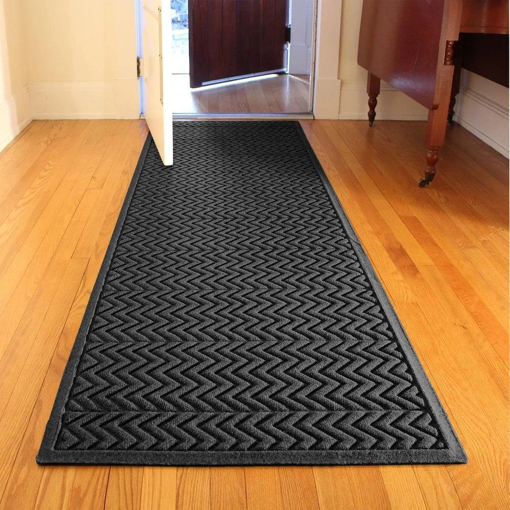 Aqua Shield Chevron Charcoal 30 in. x 96 in. PET Polyester Indoor Outdoor Door Mat by Bungalow Flooring 2 Aqua Shield Chevron Charcoal 30 in. x 96 in. PET Polyester Indoor Outdoor Door Mat by Bungalow Flooring - Image 2