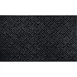 Aqua Shield Lattice Charcoal 35 in. x 59 in. PET Polyester Indoor Outdoor Door Mat by Bungalow Flooring