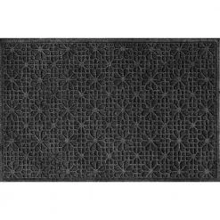 Aqua Shield Stained Glass Charcoal 35 in. x 59 in. PET Polyester Door Mat by Bungalow Flooring