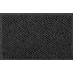 Aqua Shield Diamonds Charcoal 23 in. x 35 in. PET Polyester Door Mat by Bungalow Flooring