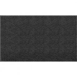 Aqua Shield Diamonds Charcoal 35 in. x 59 in. PET Polyester Door Mat by Bungalow Flooring