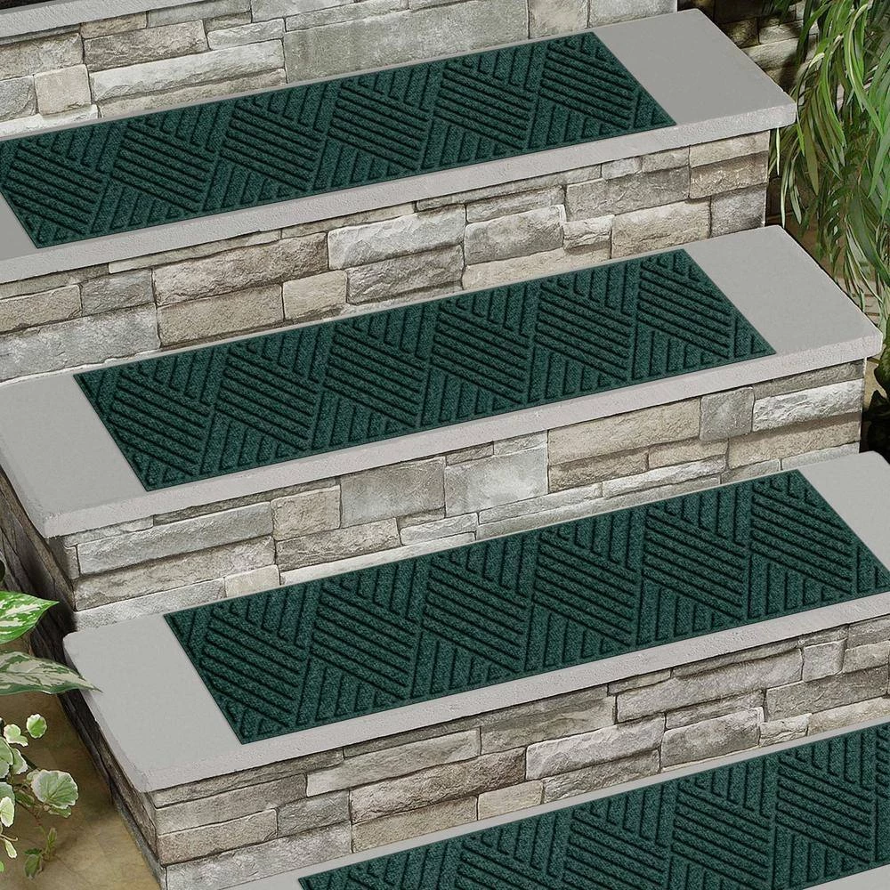 Aqua Shield Squares Charcoal 8.5 in. x 30 in. PET Polyester Indoor Outdoor Stair Tread Covers (Set of 4) by Bungalow Flooring 10 Aqua Shield Squares Charcoal 8.5 in. x 30 in. PET Polyester Indoor Outdoor Stair Tread Covers (Set of 4) by Bungalow Flooring - Image 10