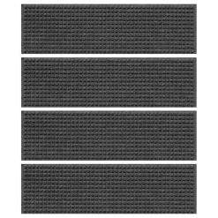 Aqua Shield Squares Charcoal 8.5 in. x 30 in. PET Polyester Indoor Outdoor Stair Tread Covers (Set of 4) by Bungalow Flooring