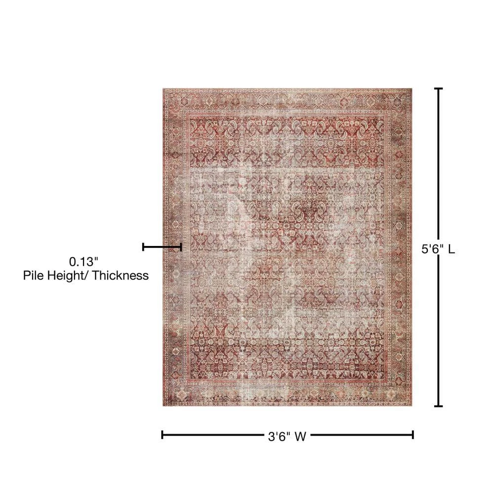 Layla Cinnamon/Sage 3 ft. 6 in. x 5 ft. 6 in. Traditional 100% Polyester Area Rug by LOLOI II 3 Layla Cinnamon/Sage 3 ft. 6 in. x 5 ft. 6 in. Traditional 100% Polyester Area Rug by LOLOI II - Image 3