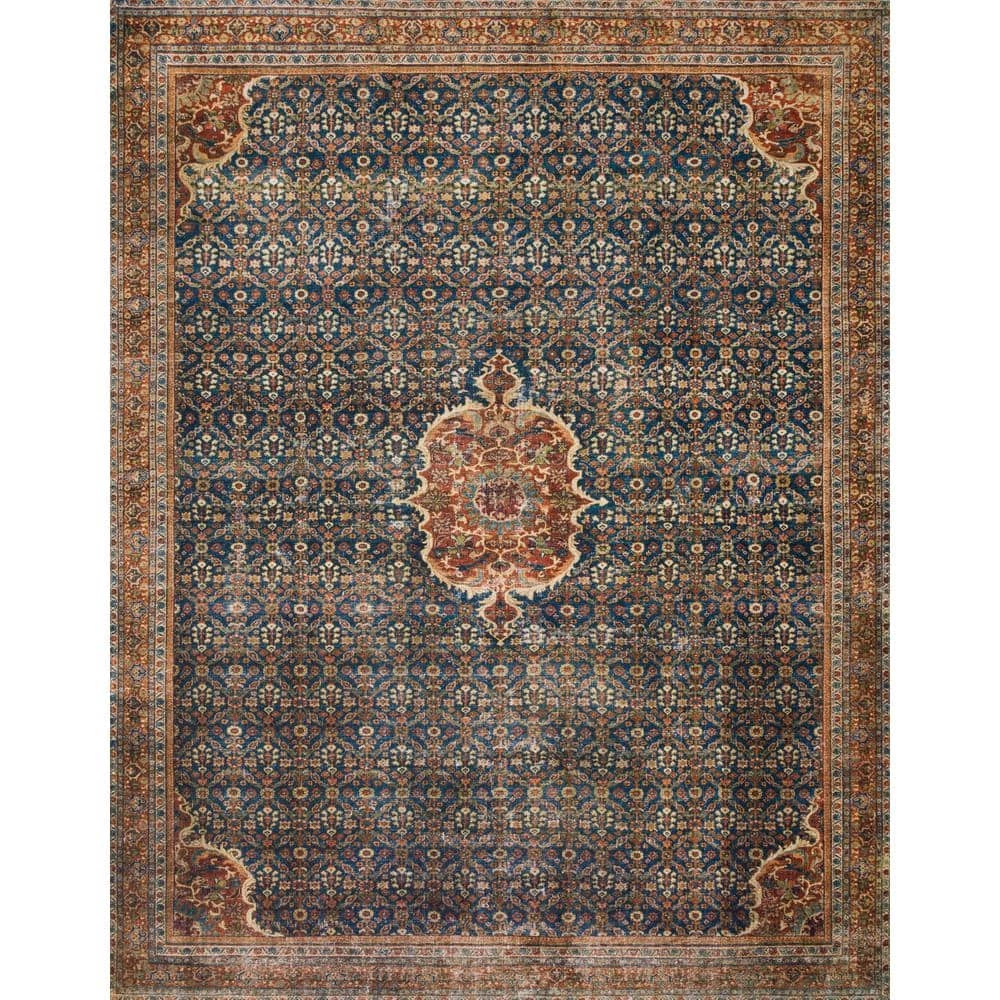 Layla Cobalt Blue/Spice 1 ft. 6 in. x 1 ft. 6 in. Sample Traditional Polyester Area Rug by LOLOI II 1 Layla Cobalt Blue/Spice 1 ft. 6 in. x 1 ft. 6 in. Sample Traditional Polyester Area Rug by LOLOI II