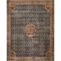 Layla Cobalt Blue/Spice 2 ft. x 5 ft. Traditional 100% Polyester Area Rug by LOLOI II
