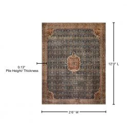 Layla Cobalt Blue/Spice 2 ft. 6 in. x 12 ft. Traditional 100% Polyester Runner Rug by LOLOI II -Bungalow Flooring Store cobalt blue spice loloi ii area rugs layllay 09cusq26c0 76 1000