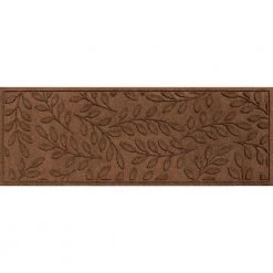 Aqua Shield Brittney Leaf Dark Brown 22 in. x 60 in. PET Polyester Door Mat by Bungalow Flooring