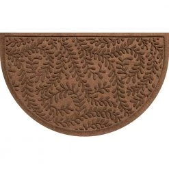 Aqua Shield Boxwood Dark Brown 24 in. x 39 in. Half Round PET Polyester Door Mat by Bungalow Flooring