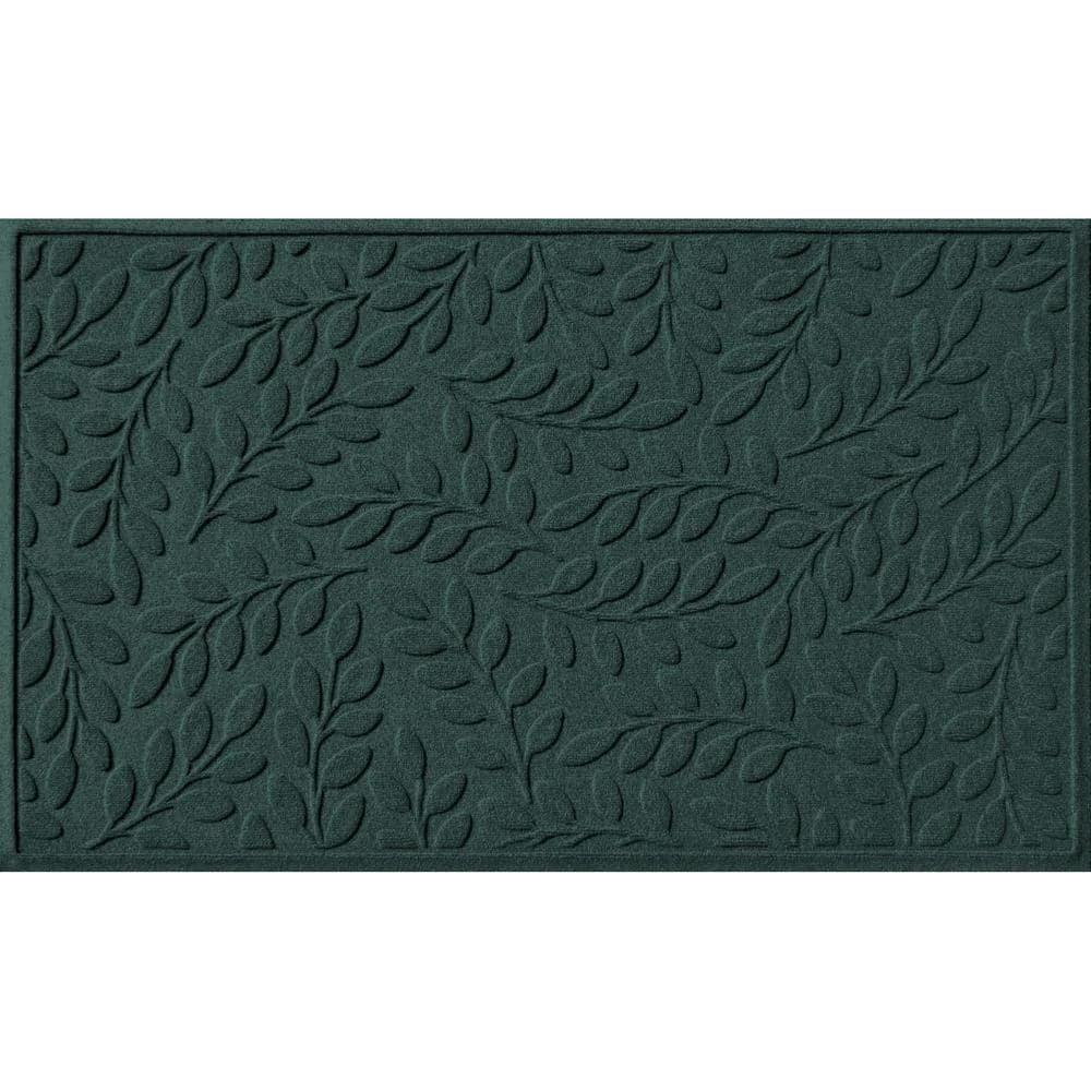 Aqua Shield Brittney Leaf Evergreen 35 in. x 59 in. PET Polyester Door Mat by Bungalow Flooring 1 Aqua Shield Brittney Leaf Evergreen 35 in. x 59 in. PET Polyester Door Mat by Bungalow Flooring