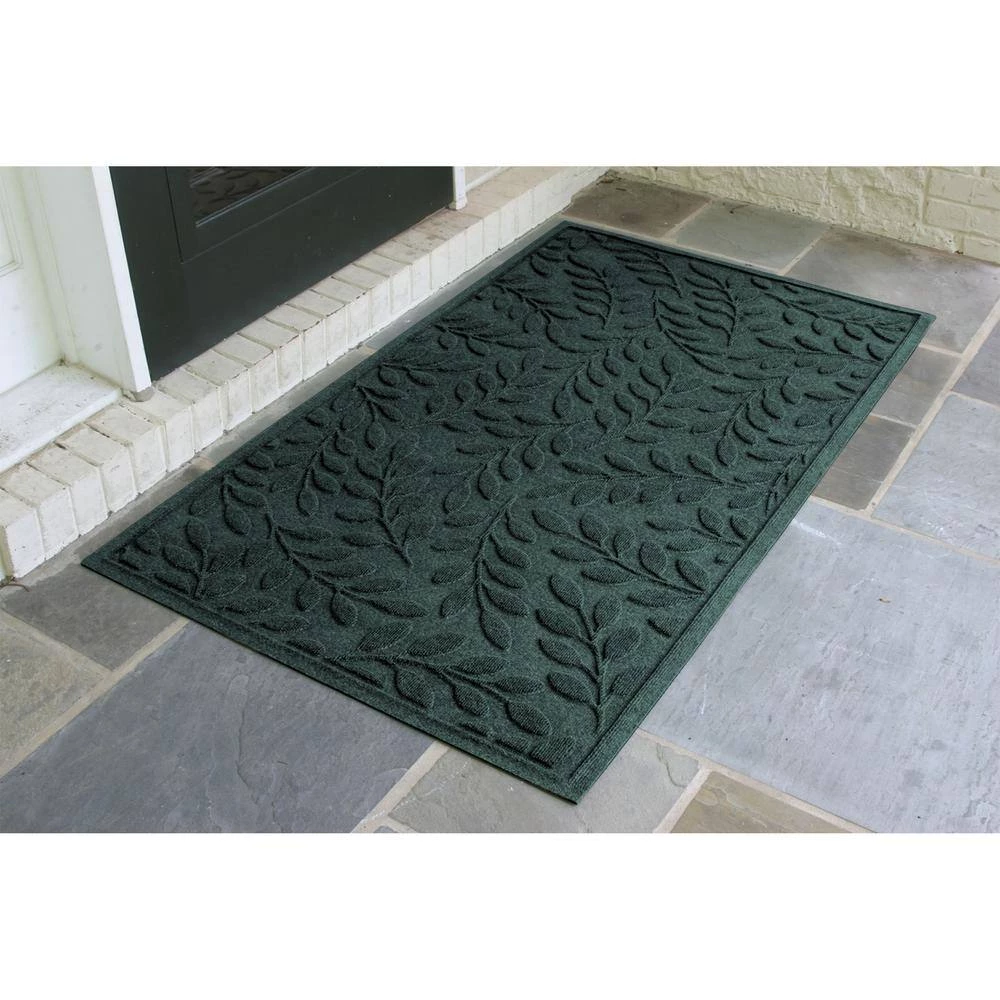 Aqua Shield Brittney Leaf Evergreen 35 in. x 59 in. PET Polyester Door Mat by Bungalow Flooring 2 Aqua Shield Brittney Leaf Evergreen 35 in. x 59 in. PET Polyester Door Mat by Bungalow Flooring - Image 2